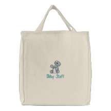 Baby Dino with Bottle Embroidered Diaper Bag Tote
