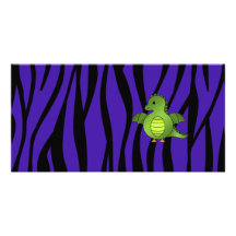 Baby dragon purple zebra stripes personalized photo card