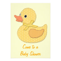Baby Duck Applique Yellow, Come to aBaby Shower Personalized Invite