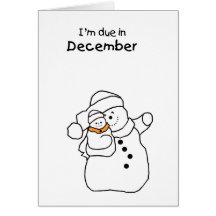 Baby Due in December SnowMan Cards