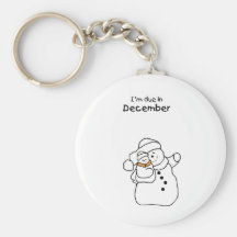 Baby Due in December SnowMan Keychain