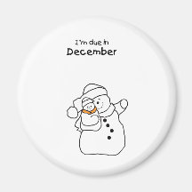 Baby Due in December SnowMan Magnet