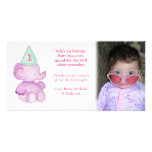 Baby Elephant 1st Birthday Thank You Photo Card photo cards