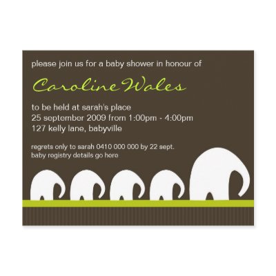 Baby Elephant Baby Shower Invitation Postcards by deemcghie