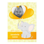 Baby elephant birth announcement card
