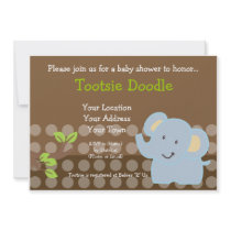 Baby Elephant Blue Boy Baby Shower Sprinkle Invite