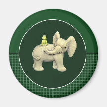 Baby Elephant & Frog Refrigerator Magnet
