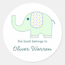 Baby Elephant in Pastels Bookplates Stickers
