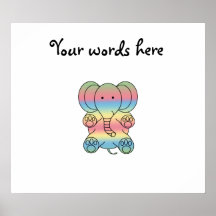 Baby elephant in rainbow pastel print