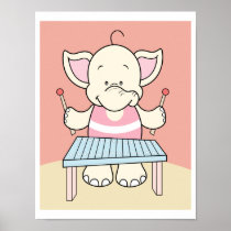 Baby elephant playing xylophone Poster