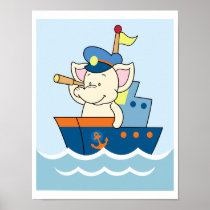 Baby Elephant sailing ship Poster