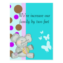 Baby Elephant Teal Brown and Purple Postcard