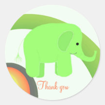 Baby Elephant Thank You Round Sticker
