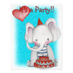 Baby Elephant with Cake Party Invitations