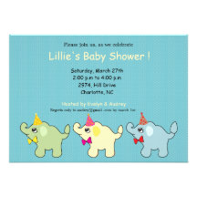 Baby Elephants in a row - baby shower invites