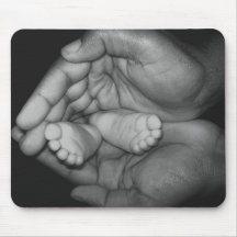 baby feet in father's hands mouse mats