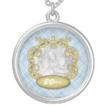 Baby First Christmas Light Blue Plaid Custom Necklace
