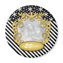 Baby First Christmas Snowflake Stripe Black White Refrigerator Magnet