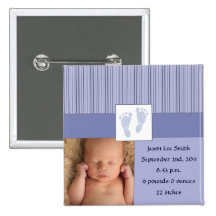 Baby Footprints Birth - Blue Pin