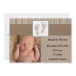 Baby Footprints Birth - Brown Custom Announcements