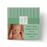 Baby Footprints Birth - Green Buttons