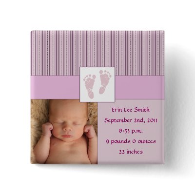 Baby Footprints Birth - Pink by Invitesnmore