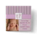 Baby Footprints Birth - Pink buttons