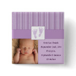 Baby Footprints Birth - Purple Buttons