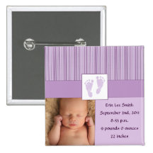 Baby Footprints Birth - Purple Buttons