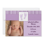 Baby Footprints Birth - Purple Personalized Invitation