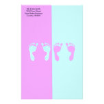 Baby Footprints (Boy/Girl Twins) Custom Stationery