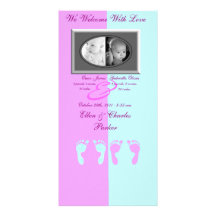 Baby Footprints (Boy/Girl Twins) Picture Card
