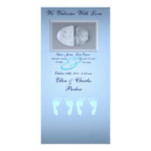 Baby Footprints (Boy Twins) Photo Cards