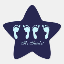 Baby Footprints (Boy Twins) Star Sticker