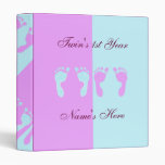 Baby Footprints (Girl/Boy Twins) 3 Ring Binders