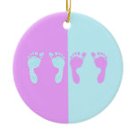 Baby Footprints (Girl/Boy Twins) Christmas Tree Ornament