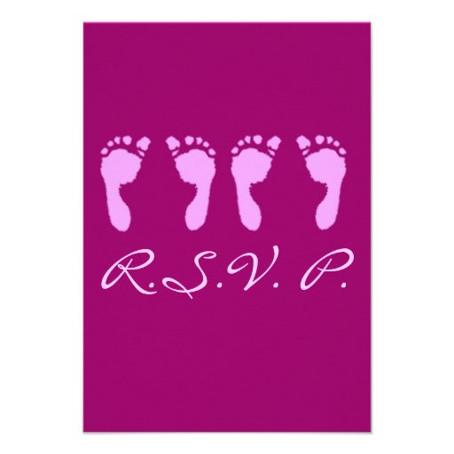 Baby Footprints (Girl Twins) Custom Announcements