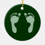 Baby Footprints (Green) Christmas Ornament
