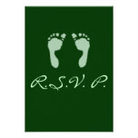 Baby Footprints (Green) Custom Invitations