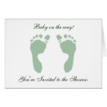 Baby Footprints (Green) Greeting Card