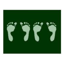 Baby Footprints (Green Twins) Post Cards