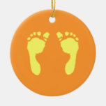 Baby Footprints (Yellow) Christmas Tree Ornaments