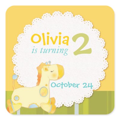 Baby Giraffe Birthday Party Invitation Stickers by daphne1024
