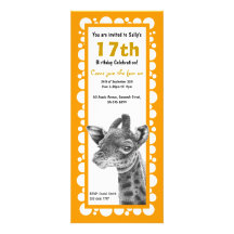 Baby Giraffe Birthday Retro Circles Invitation