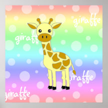 Baby Giraffe Cute Rainbow Poster / Print