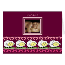Baby Girl Annoucement  Sheep with your Photo - Greeting Card