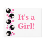 Baby Girl Announcement Bubbles Postcard
