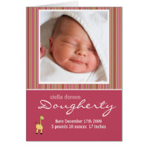 Baby Girl Announcement Card cards