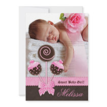 Baby Girl Announcement Invite Cake Pops Pink V