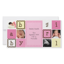 Baby Girl Announcement Photo Cards